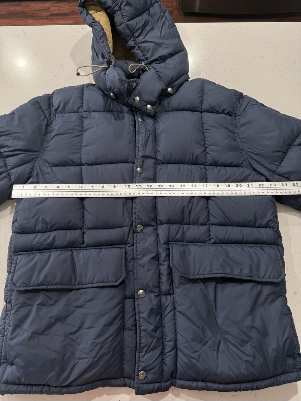 J.Crew Nordic Men's Navy Hooded Puffer Jacket - Insulated Winter Coat. Large - Picture 4 of 9